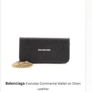 Authentic Balenciaga Everyday Continental Wallet On Chain Leather